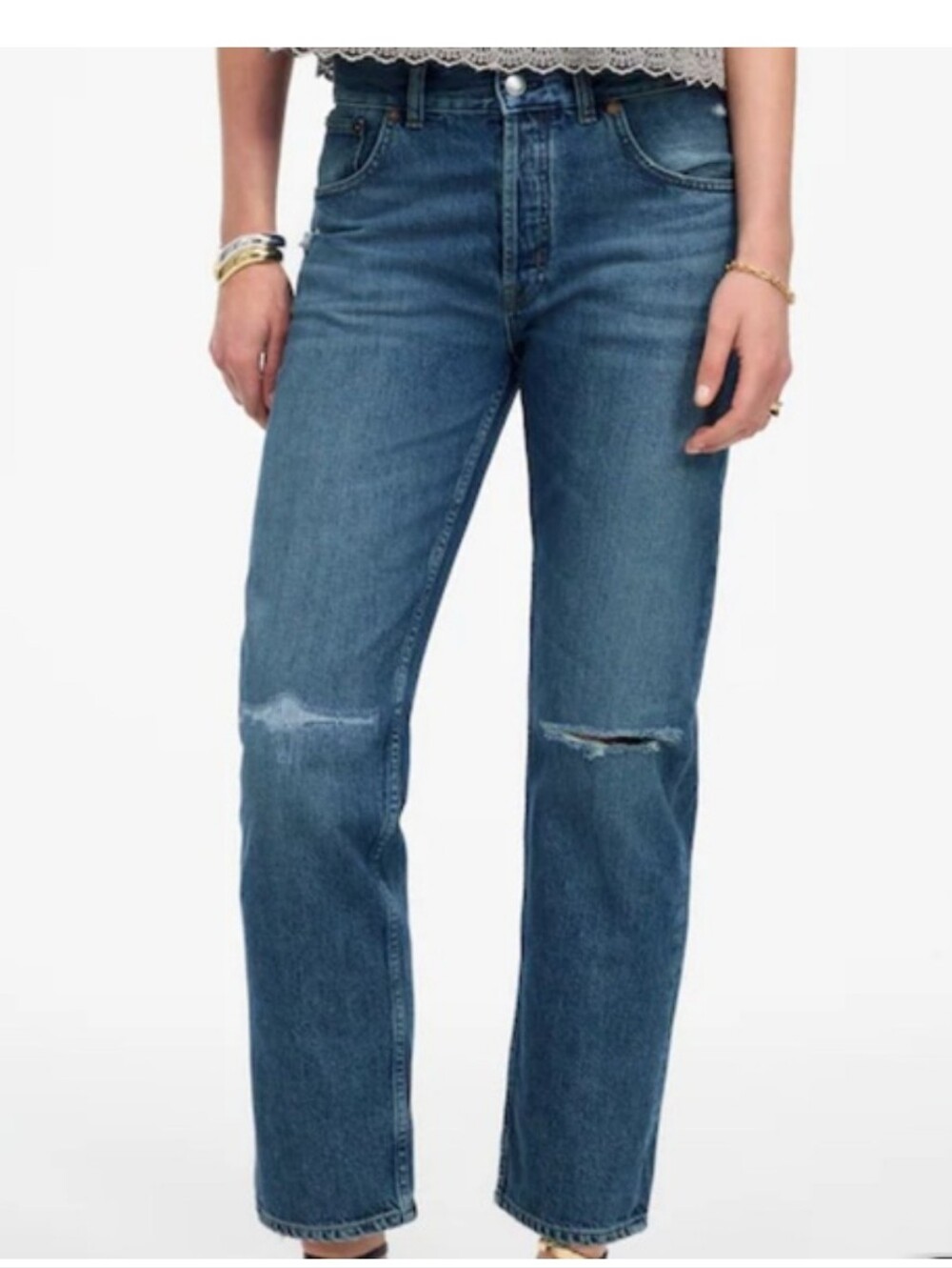 NWT MADEWELL Womems The Curvy Dean Easy‎ Straight Crop Jean size 27  100% Cotton